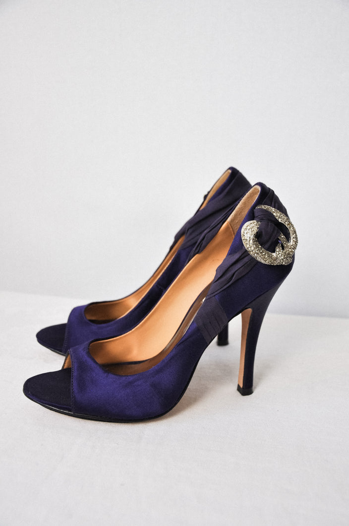 Badgley Mishka Satin High Heels | Size 8