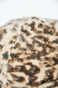 Vintage Fuzzy Angora Cheetah Print Ball Cap Hat