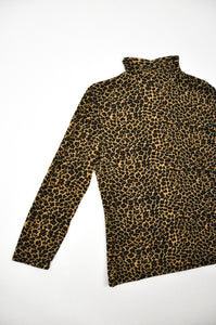 Slinky Leopard Print Mockneck Shirt | Size L-XL