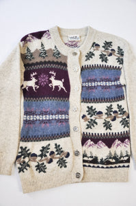 Cardigan en laine réflexions nordiques vintage | Taille S