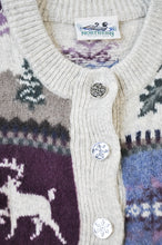 Charger l&#39;image dans la galerie, Cardigan en laine réflexions nordiques vintage | Taille S