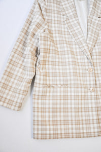 Vintage Neutral Plaid Blazer | Size L/XL