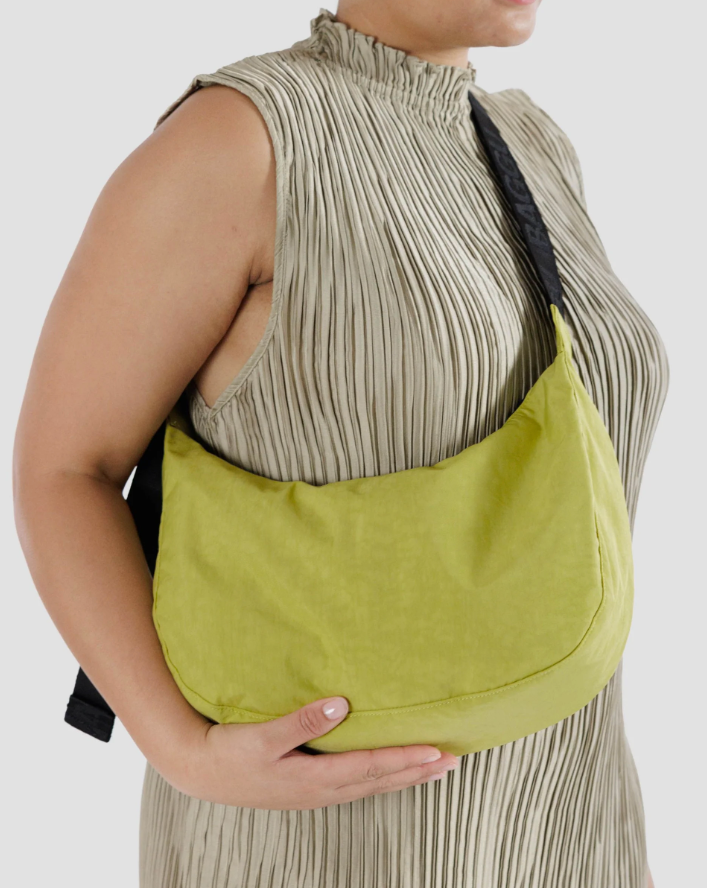 Medium Nylon Crescent Bag | Lemongrass