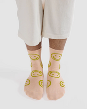 Load image into Gallery viewer, Crew Sock | Light Pink Happy