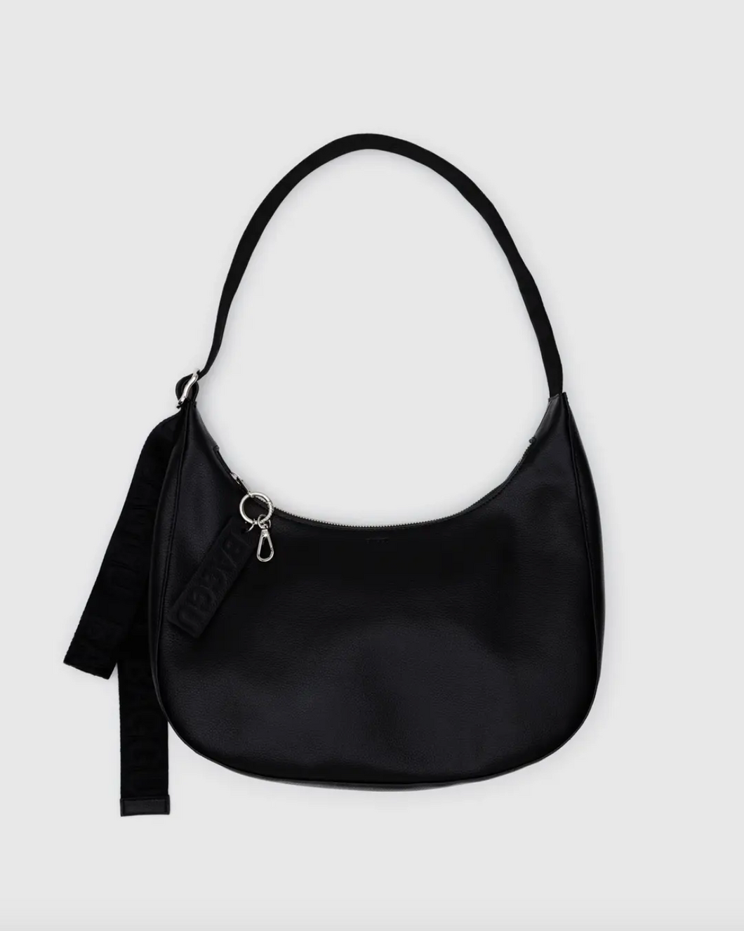 Medium Recycled Leather Medium Crescent Bag | Black