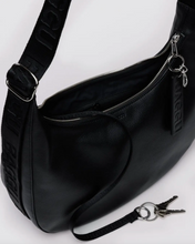 Load image into Gallery viewer, Medium Recycled Leather Medium Crescent Bag | Black