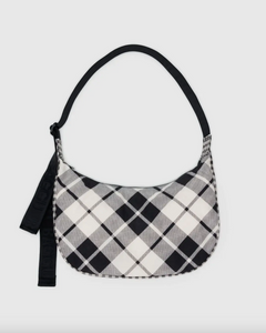 Medium Nylon Crescent Bag | Mixed Plaid