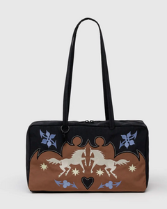 Medium Nylon Bowler Bag | Western Appliqué