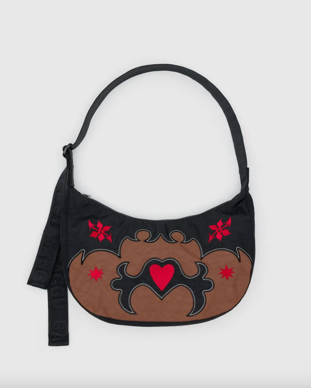 Medium Nylon Crescent Bag | Western Appliqué