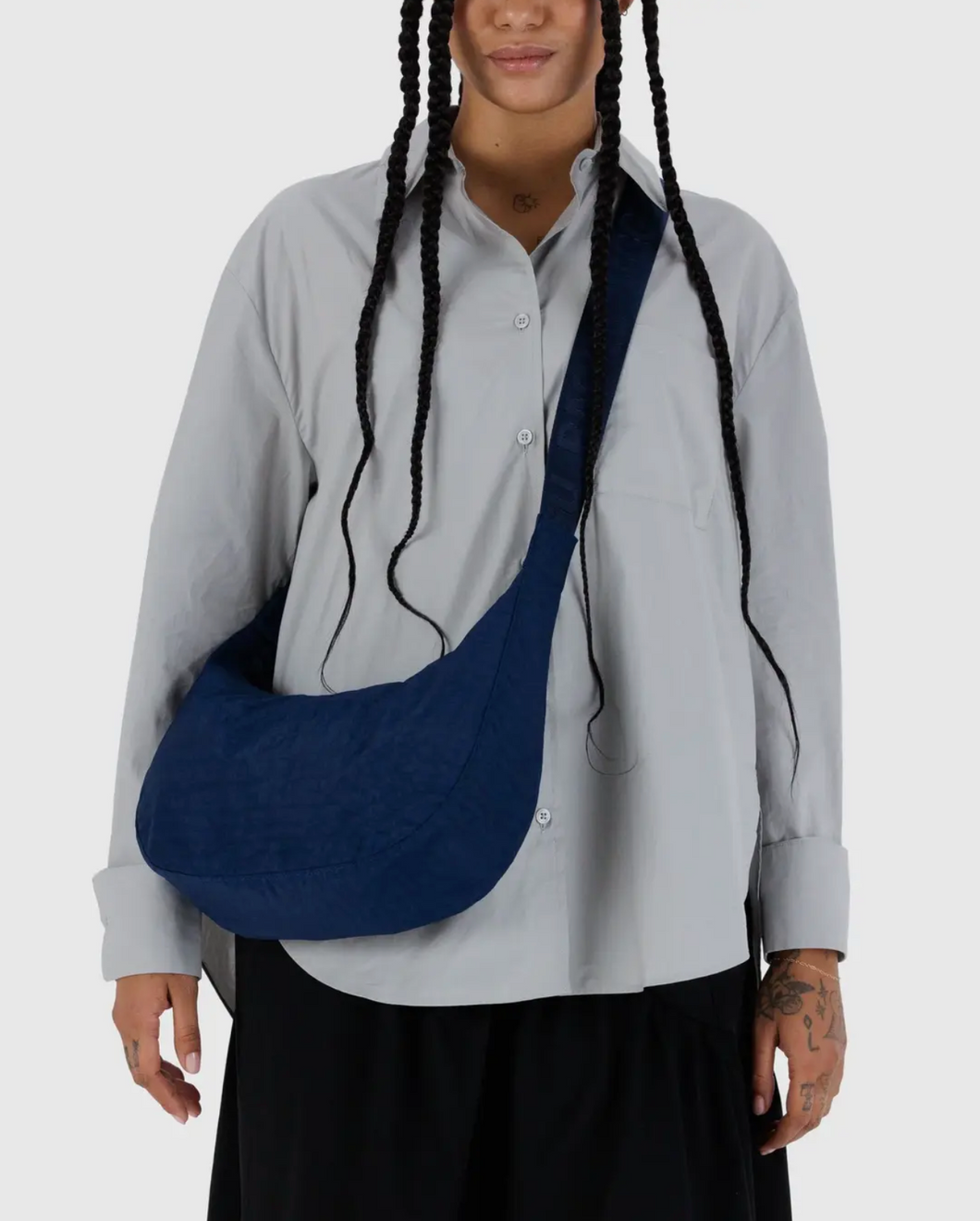 Medium Nylon Crescent Bag | Navy
