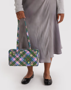 Nylon Bowler Bag | Green Star Plaid