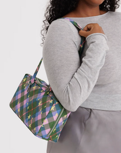 Nylon Bowler Bag | Green Star Plaid