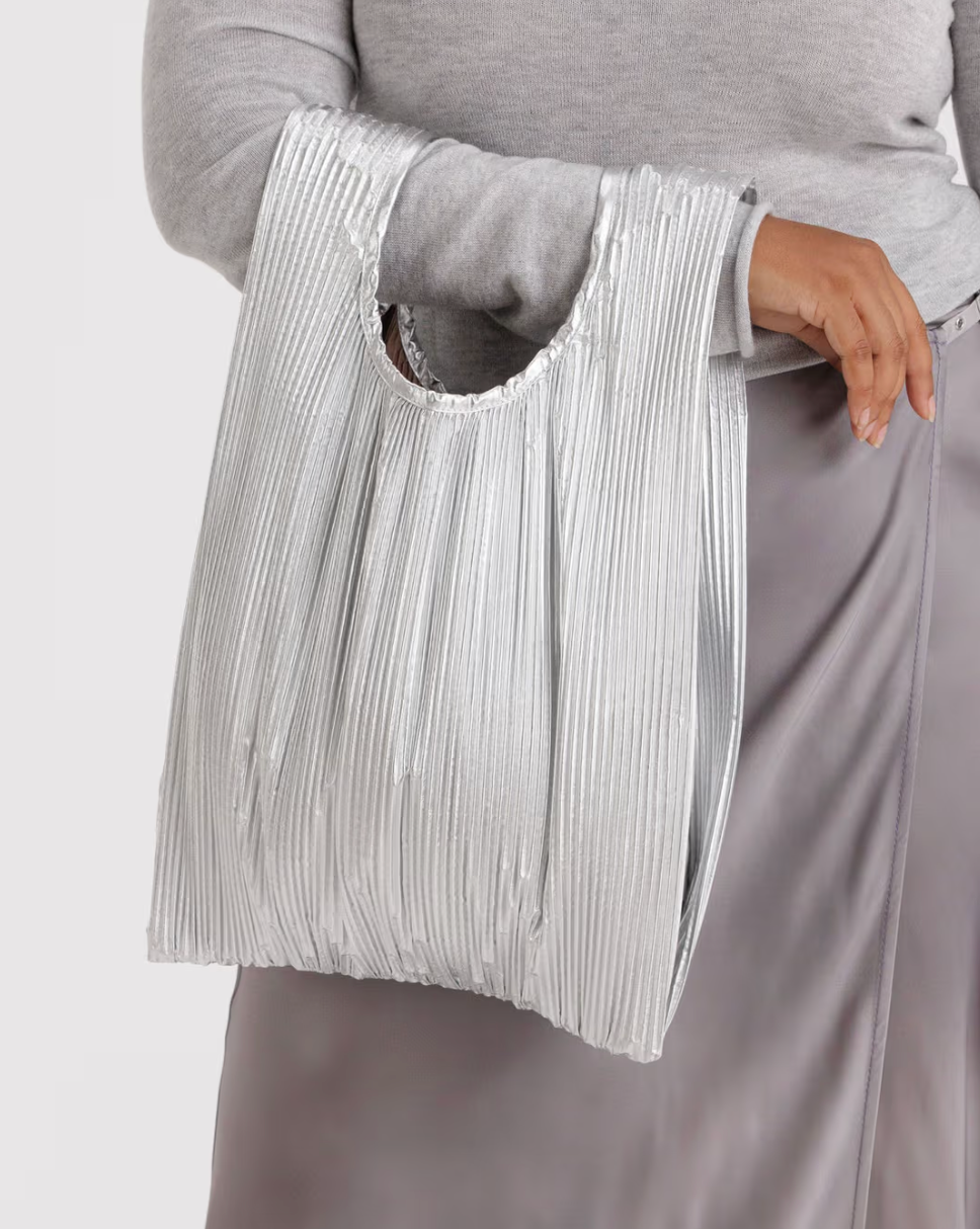 Pleated Baggu | Chrome Metallic