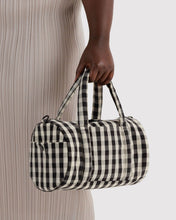 Load image into Gallery viewer, Nylon Duffle Bag | Black and Cream Gingham