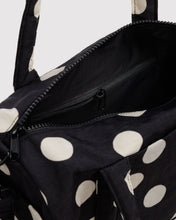 Load image into Gallery viewer, Nylon Duffle Bag | Black and Cream Polka Dot