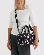 Load image into Gallery viewer, Nylon Duffle Bag | Black and Cream Polka Dot