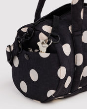 Load image into Gallery viewer, Nylon Duffle Bag | Black and Cream Polka Dot