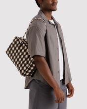 Charger l'image dans la galerie, Medium Nylon Bowler Bag | Blurred Gingham Brown
