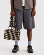 Charger l'image dans la galerie, Medium Nylon Bowler Bag | Blurred Gingham Brown