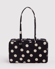 Load image into Gallery viewer, Medium Nylon Bowler Bag | Black and Cream Polka Dot