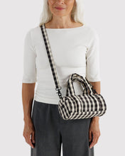 Load image into Gallery viewer, Small Nylon Duffle Bag | Black and Cream Gingham