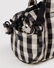 Load image into Gallery viewer, Small Nylon Duffle Bag | Black and Cream Gingham