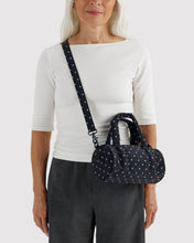 Load image into Gallery viewer, Small Nylon Duffle Bag | Black and Blue Micro Dot