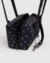 Load image into Gallery viewer, Small Nylon Bowler Bag | Black and Blue Micro Dot