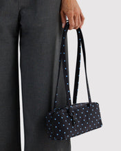 Load image into Gallery viewer, Small Nylon Bowler Bag | Black and Blue Micro Dot